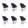 Kit 6 Poltronas Luxo Alana Veludo Azul Marinho Base Ferro Preto - Pallazio