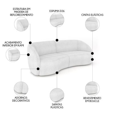 Sofá 4 Lugares 318cm Orgânico Zion M22 Boucle Branco - Mpozenato