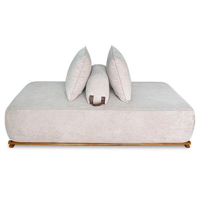 Sofá 3 Lugares 220cm Ilha Base Madeira Viero S06 Boucle Bege - Mpozenato