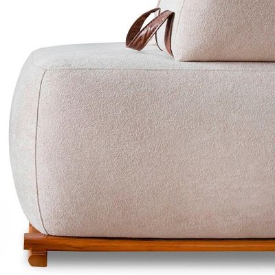 Sofá 3 Lugares 220cm Ilha Base Madeira Viero S06 Boucle Bege - Mpozenato