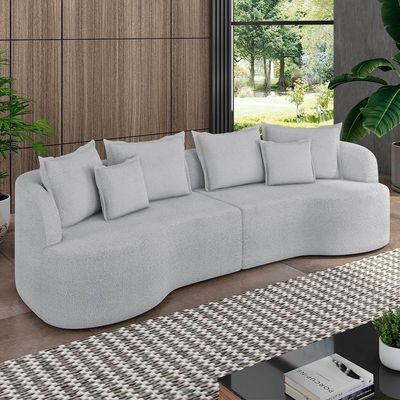 Sofá 3 Lugares 230cm Orgânico Quito K04 Boucle Cinza - Mpozenato