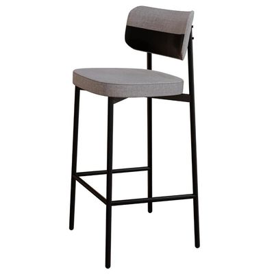 Banqueta Alta Bar Estofada Kit 6 Ella M25 Linho Cinza Cl-preto - Mpozenato