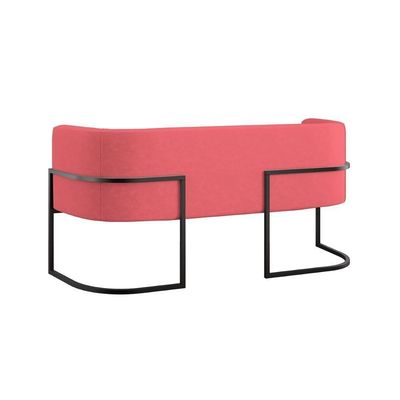 Sofá 2 Lugares Com Base De Metal Preto Reforçada Rosa