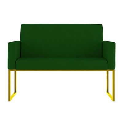 Kit Sofá 2 Lugares + 2 Poltronas Recepção Sala Base Dourada Cor:verde Verde