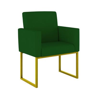 Kit Sofá 2 Lugares + 2 Poltronas Recepção Sala Base Dourada Cor:verde Verde