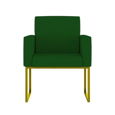 Kit Sofá 2 Lugares + 2 Poltronas Recepção Sala Base Dourada Cor:verde Verde
