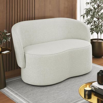 Sofá Namoradeira Lugares Orgânico Bouclê Luxo Balaqui Boucle Bege
