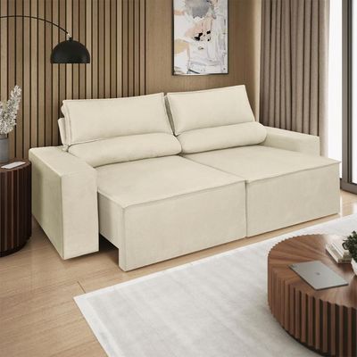 Sofá Reclinável Retrátil 2 Lugares Com Molas Balaqui Decor Bege