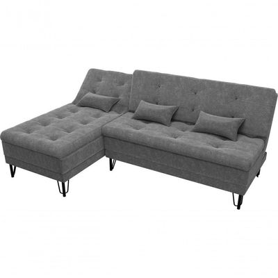 Sofá Cama Com Chaise 3 Lugares 2,00 Mts Nice Matrix Chumbo