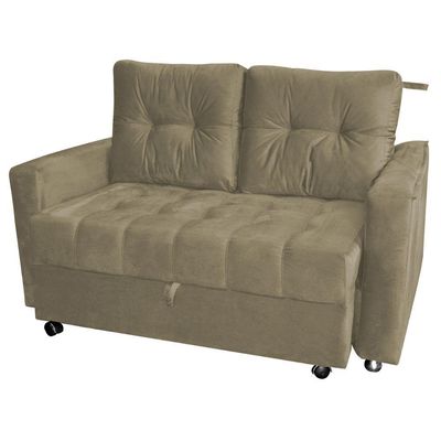 Sofá Cama 2 Lugares Duleek Veludo Turkey Cappuccino