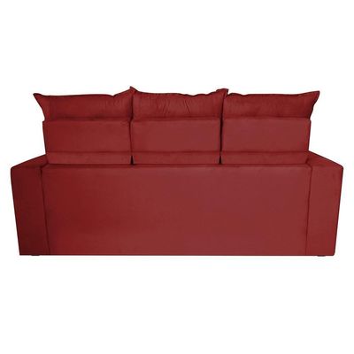 Sofá 3 Lugares Retrátil E Reclinável 2,00m Cama Inbox Smal Com Bordado Pantográfico Suede Vermelho
