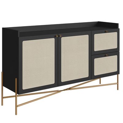 Balcão Buffet 139cm Pés Metálicos Oslo - Nero
