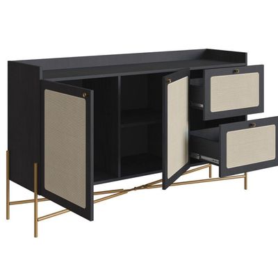 Balcão Buffet 139cm Pés Metálicos Oslo - Nero