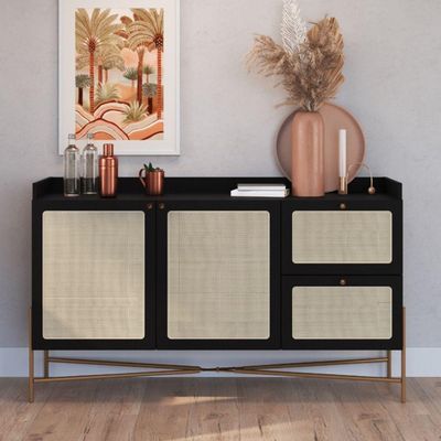 Balcão Buffet 139cm Pés Metálicos Oslo - Nero