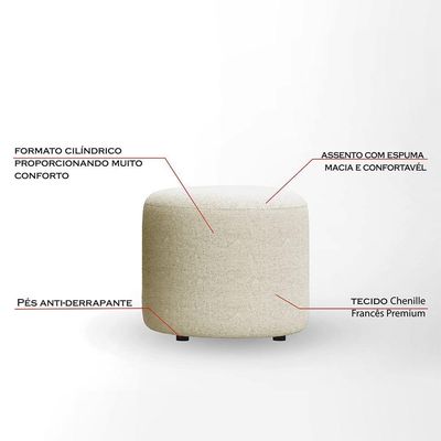 Poltrona Amamentação De Balanço Com Puff Lara Estrutura Reforçada E Design Orgânico Chenille Bege