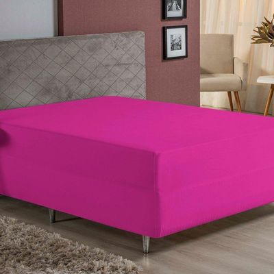 Lençol Com Elástico Solteiro Nobre 1 Peça Luva De Box 55cm De Altura Malha 100% Algodão - Pink
