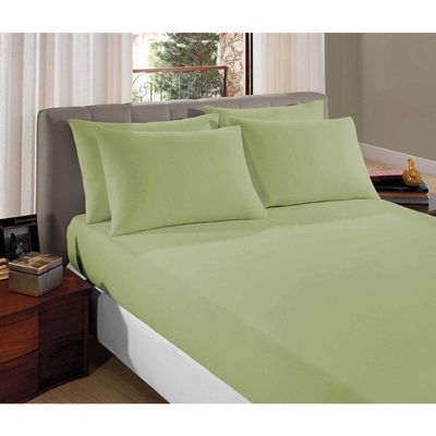 Lençol Casal Padrão Liverpool Com Elástico Avulso 1 Peça Tecido Malha Fio 30/1 Penteado 100% Algodão - Verde