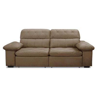 Sofa Retratil Reclinavel 2 Lugares 2,50m Crystal Veludo Capuccino Lansofbr