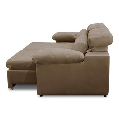 Sofa Retratil Reclinavel 2 Lugares 2,50m Crystal Veludo Capuccino Lansofbr
