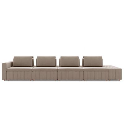 Sofá Ilha E Puff Sala Living 465cm Siesta M22 Veludo Bege - Mpozenato
