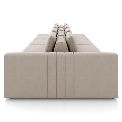 Sofá Ilha E Puff Sala Living 465cm Siesta M22 Veludo Bege - Mpozenato