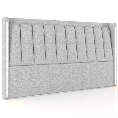 Cabeceira Cama Box Queen Estofada Com Led 160cm Moan P05 Linho Cinza Claro - Lyam Decor