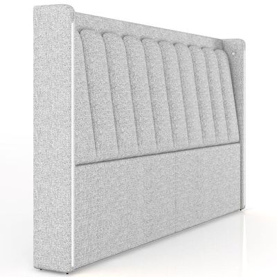 Cabeceira Cama Box Queen Estofada Com Led 160cm Moan P05 Linho Cinza Claro - Lyam Decor