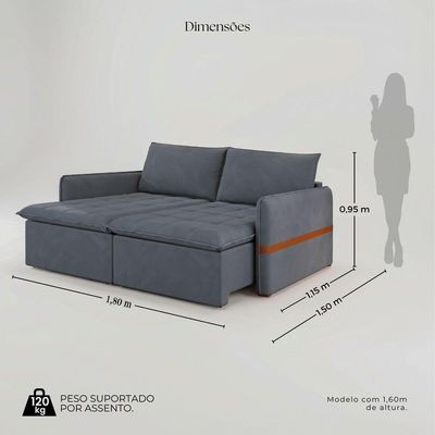 Sofá Retrátil Reclinável 4 Lugares Mônaco 2,36m Veludo Bege