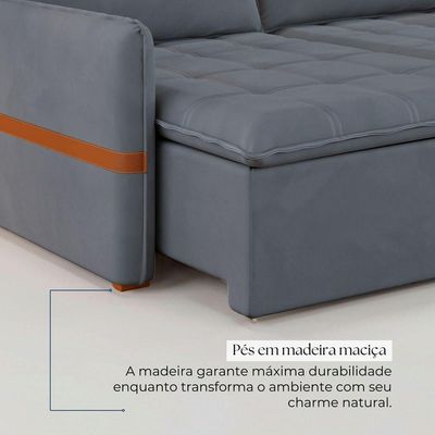 Sofá Retrátil Reclinável 4 Lugares Mônaco 2,36m Veludo Bege