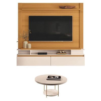 Home Suspenso Astor Cinamomo Off White Com Mesa De Centro Sky Off White - Hb Móveis
