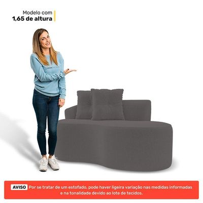 Sofá Orgânico Living Bob 145cm 02 Lugares Com 02 Almofadas Bouclê Cinza Escuro - Desk Design