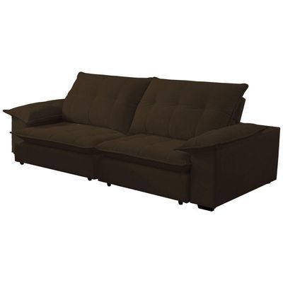 Sofá Retrátil E Reclinável Veludo 2,00m Lisboa - Conforto Premium E Design Elegante | Lansof Cores Marrom