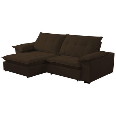 Sofá Retrátil E Reclinável Veludo 2,00m Lisboa - Conforto Premium E Design Elegante | Lansof Cores Marrom