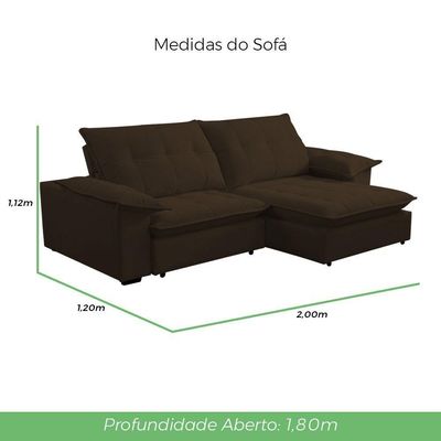 Sofá Retrátil E Reclinável Veludo 2,00m Lisboa - Conforto Premium E Design Elegante | Lansof Cores Marrom