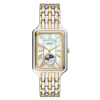 Relógio Fossil Feminino Ref: Es5399/1bn Sol E Lua Retangular Bicolor
