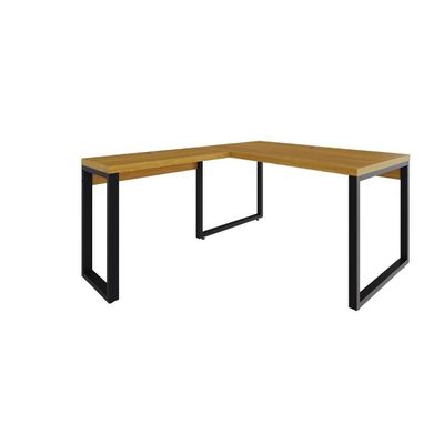 Mesa Em L Diretor 150x160x75cm Yon - Acácia Mel-est.preta Acácia Mel-est.preta