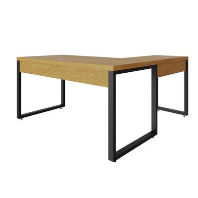 Mesa Em L Diretor 150x160x75cm Yon - Acácia Mel-est.preta Acácia Mel-est.preta