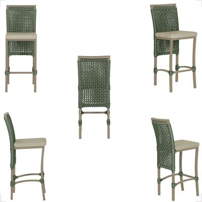 Mesa Bistrô E 2 Banquetas Roma Fendi Corda Estofado 7 Trama Verde