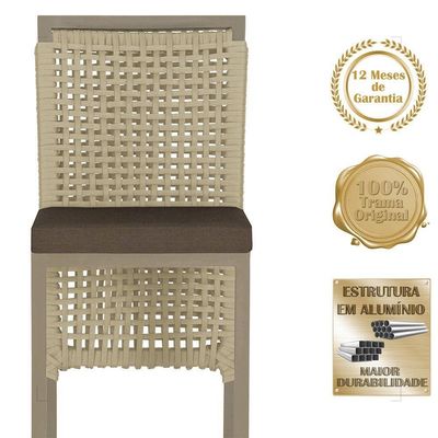 Mesa Bistrô E 2 Banquetas Roma Fendi Corda Estofado 9 Trama Rami