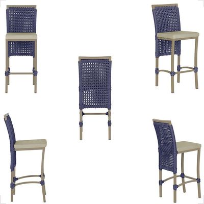 Mesa Bistrô E 2 Banquetas Roma Fendi Corda Estofado 7 Trama Azul