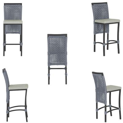 Mesa Bistrô Com 4 Banquetas Roma Preta Corda Náutica 3 Trama Prata