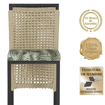 Mesa Bistrô 2 Banquetas Roma Preta Náutica Estofado 5 Trama Rami