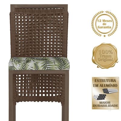 Mesa Bistrô 2 Banquetas Roma Corda Náutica Estofado 5 Trama Marrom