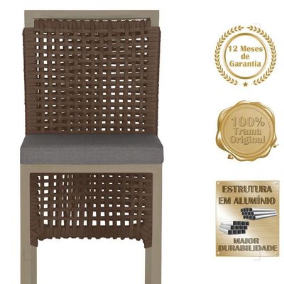 Mesa Bistro E 4 Banquetas Roma Fendi Corda Náutica 11 Marrom