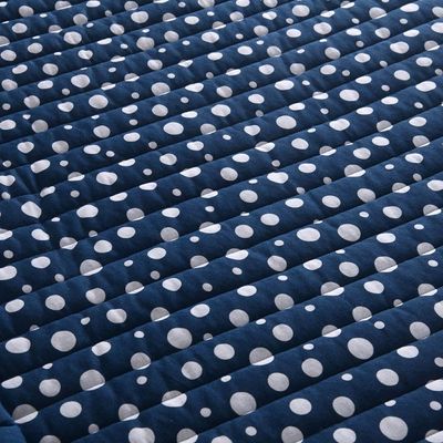 Kit Cobre Leito Colcha Polly Queen 3 Peças Malha 100% Algodão Estampa Bolinhas - Azul Marinho