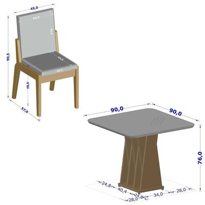 Kit Mesa De Jantar Orquestra Com 4 Cadeira Sinfonia Em Linho Naturale-off White-creme