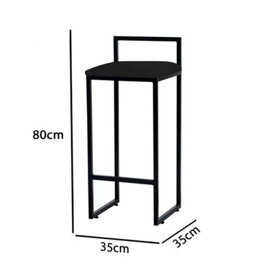 Kit 3 Banquetas Dori Alta Industrial Em Aço Para Bar Cozinha Balcão Assento Suede - Preto-preto
