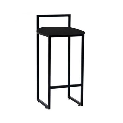 Kit 3 Banquetas Dori Alta Industrial Em Aço Para Bar Cozinha Balcão Assento Suede - Preto-preto