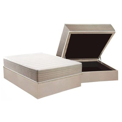 Cama Box Baú Novo + Colchão Anatômico Kappesberg D33 Carmine + Base Crc Corano Clean