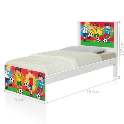 Cama Solteiro Adesivada Futebol Meninos Com Colchão
